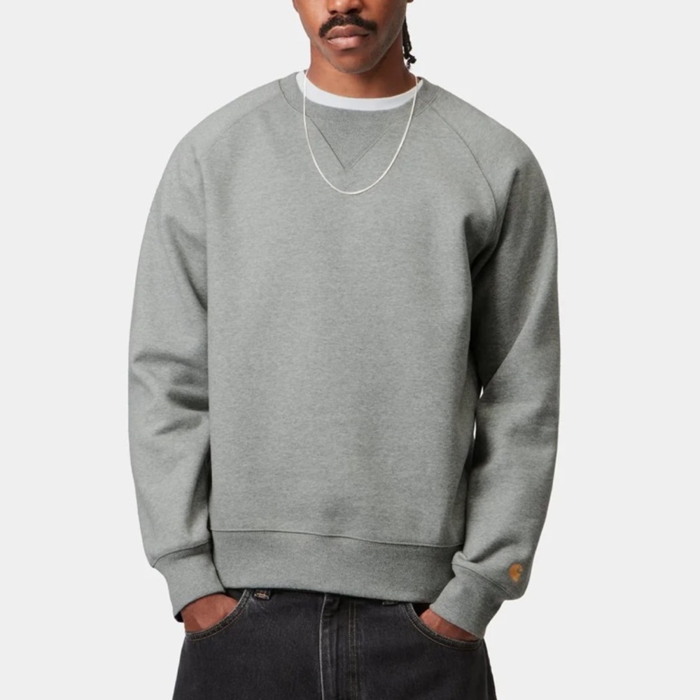 Carhartt WIP Chase Crewneck Sweatshirt in Light Gray - Large